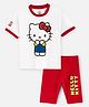Nap Chief Cotton Knit Hello Kitty Featuring Half Sleeves Kitty White Printed Coordinating Tee & Shorts Set - White