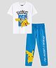 Nap Chief Cotton Half Sleeve Pokemon Pikachu Printed Relaxed Fit T-Shirt And Pyjama Set - White