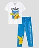 Nap Chief Pure Cotton Knit Pokemon Featuring Half Sleeves Pokemon Pikachu Character Printed Tee With Pajama Set - White