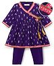 EARTHY TOUCH Single Jersey Knit Full Sleeves Kurti Salwar Set With Foil Floral Print - Purple