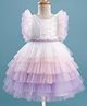 Babyhug Woven Frill Sleeves Layered Mesh Party Dress With Sequin Detailing - White