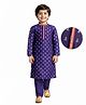 EARTHY TOUCH Single Jersey Knit Full Sleeves Kurta Pajama Set with Floral Glitter Print & Lace Detailing - Purple