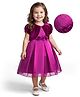 Babyhug Woven Party Dress & Half Sleeves Shrug With Floral Applique - Wine