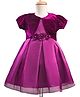 Babyhug Woven Party Dress & Half Sleeves Shrug With Floral Applique - Wine