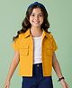 Pine Kids Cotton Woven Half Sleeves Solid Color Shrug with Pockets & Top - Mustard & White