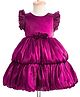 Babyhug Woven Frill Sleeves Fit & Flare Party Dress with Floral Applique - Purple