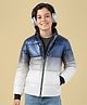 Pine Kids Woven Full Sleeves Front Open Padded Jacket with Ombre Colors - Blue