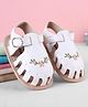Babyoye Velcro Closure Booties With Floral Embroidery - White