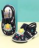 Cute Walk by Babyhug Velcro Closure Sandal with Floral Applique - Navy Blue