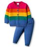 Babyhug Knit Full Sleeves Front Open Sweater Set with Stripes - Multicolor
