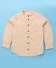Kookie Kids 100% Cotton Full Sleeves Striped Shirt With Mandarin Collar - Beige
