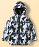 Pine Kids Woven Full Sleeves Tie & Dye Printed  Hooded Padded Jacket  - Navy Blue