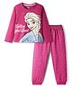 Pine Kids Disney Single Jersey Knit Full Sleeve Night Suit with Elsa Graphics - Dark Pink