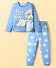 Pine Kids Disney Single Jersey Knit Full Sleeves Night Suit with Elsa Graphics - Light Blue