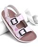 Pine Kids Sandals with Velcro Closure & Animal Print - Pink