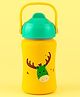 Rabitat Stainless Steel Play 3.0 Sipper Bottle with Deer Print Yellow - 350 ml