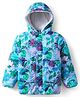 Pine Kids Woven Full Sleeves Hooded Padded Jacket With Floral Print - Aqua