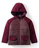 Pine Kids Woven Full Raglan Sleeves Solid Color Hooded Padded Jacket - Maroon