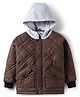 Pine Kids Woven Full Sleeves Solid Hooded Quilted Jacket - Brown
