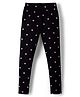 Pine Kids Cotton Knit Full Length Leggings With Heart Print - Black