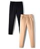 Pine Kids Cotton Knit Full Length Leggings Pack Of 2 - Black & Beige