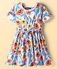 Pine Kids Cotton Knit Half Sleeves Frock With Floral Print - Light Blue