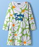 Pine Kids Cotton Knit Full Sleeves Nighty With Floral Print - Light Green