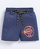 Parrot Crow Cotton Knit Zeppelin Printed Shorts - Denim Blue