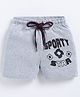 Parrot Crow Cotton Knit Sporty Star Text Printed Shorts - Grey