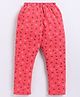 Parrot Crow Cotton Knit Hearts Printed Pajama - Red