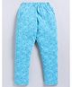 Parrot Crow Cotton Knit Abstract Printed Pajama - Teal Blue
