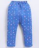 Parrot Crow Cotton Knit Floral Printed Pajama - Blue