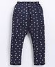 Parrot Crow Cotton Knit Floral Printed Pajama - Navy Blue