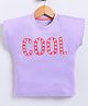 Parrot Crow Cotton Knit Half Dolman Sleeves Cool Text Printed Tee - Violet