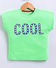 Parrot Crow Cotton Knit Half Dolman Sleeves Cool Text Printed Tee - Pista Green