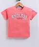 Parrot Crow Cotton Knit Half Sleeves Endless Dreams Text Printed Tee - Peach