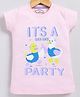 Parrot Crow Cotton Knit Short Sleeves Its A Quack Quack Party Text Printed Tee - Pink