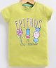 Parrot Crow Cotton Knit Short Sleeves Friends Stick Together Text Printed Tee - Green