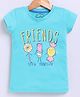 Parrot Crow Cotton Knit Short Sleeves Friends Stick Together Text Printed Tee - Sky Blue