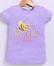 Parrot Crow Cotton Knit Short Sleeves Honey Bee & Typography Printed Tee - Violet