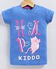 Parrot Crow Cotton Knit Short Sleeves Cat & Typography Printed Tee - Royal Blue