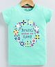 Parrot Crow Cotton Knit Short Sleeves Flowers Make Me Happy Text Printed Tee - Green