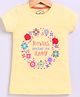 Parrot Crow Cotton Knit Short Sleeves Flowers Make Me Happy Text Printed Tee - Lemon Yellow