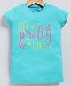 Parrot Crow Cotton Knit Short Sleeves Hey Pretty Girl Text Printed Tee - Aqua Blue