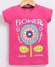 Parrot Crow Cotton Knit Short Sleeves Floral Printed Tee - Pink