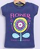 Parrot Crow Cotton Knit Short Sleeves Floral Printed Tee - Navy Blue