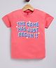 Parrot Crow Cotton Knit Half Sleeves The Game Has Just Began Text Printed Tee - Light Peach