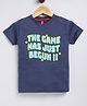 Parrot Crow Cotton Knit Half Sleeves The Game Has Just Began Text Printed Tee - Navy Blue
