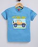 Parrot Crow Cotton Knit Half Sleeves Lets Take A Break Text & Jeep Printed Tee - Blue