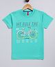 Parrot Crow Cotton Knit Half Sleeves We Rule The World Text & Bicycle Printed Tee - Light Green